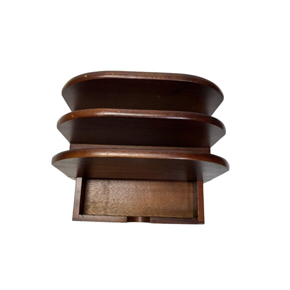 VTG PBHA Dark Wood‎ Letter Sorter With Drawer Desk Organizer MCM - Picture 5 of 10
